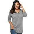 thumbnail image 1 of Roaman's Women's Plus Size Drop Needle Henley Lightweight Sweater Knit, 1 of 4