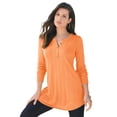 thumbnail image 1 of Roaman's Women's Plus Size Fine Gauge Drop Needle Henley Sweater, 1 of 4