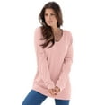 thumbnail image 1 of Roaman's Women's Plus Size Drop Needle V-Neck Lightweight Sweater Knit, 1 of 6