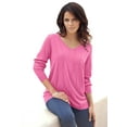 thumbnail image 1 of Roaman's Women's Plus Size Drop Needle V-Neck Lightweight Sweater Knit, 1 of 4