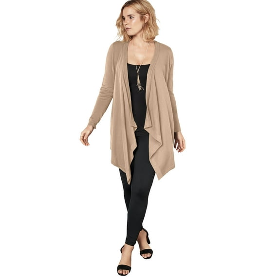 Roaman's Women's Plus Size Lightweight Handkerchief Hem Cardigan Sweater