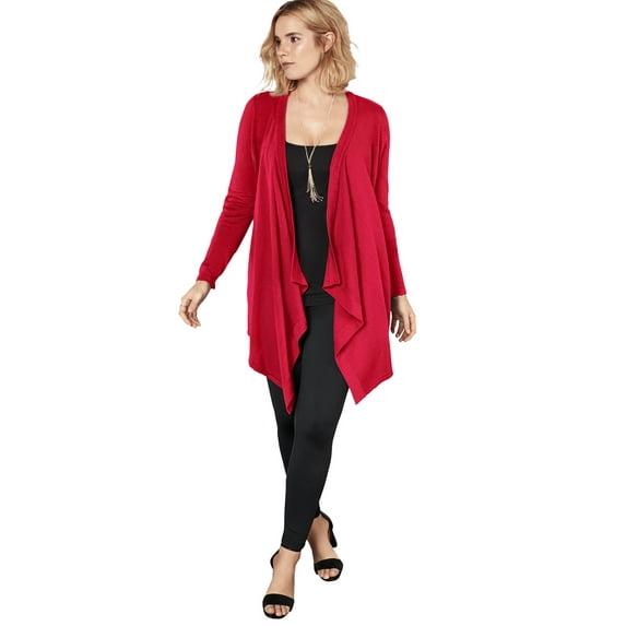 Roaman's Women's Plus Size Lightweight Handkerchief Hem Cardigan Sweater