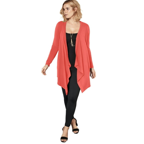 Roaman's Women's Plus Size Lightweight Handkerchief Hem Cardigan Sweater
