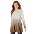 thumbnail image 1 of Roaman's Women's Plus Size Fine Gauge Ombré Sweater V-Neck Pullover, 1 of 5