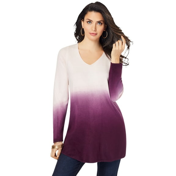 Roaman's Women's Plus Size Fine Gauge Ombre Sweater