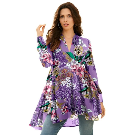 Roaman's Women's Plus Size Hand Crinkled Fit And Flare Tunic