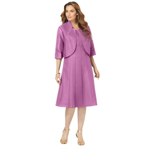 Roaman's Women's Plus Size Fit And Flare Jacket Suit Dress