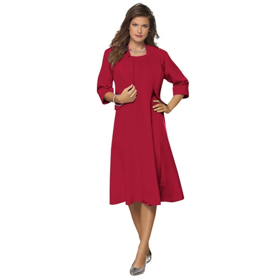 Roaman's Women's Plus Size Fit And Flare Jacket Suit Dress