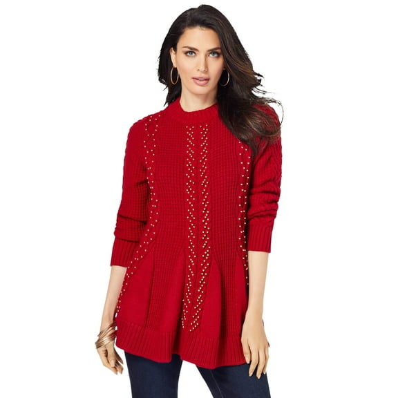 Roaman's Women's Plus Size Fit And Flare Sweater