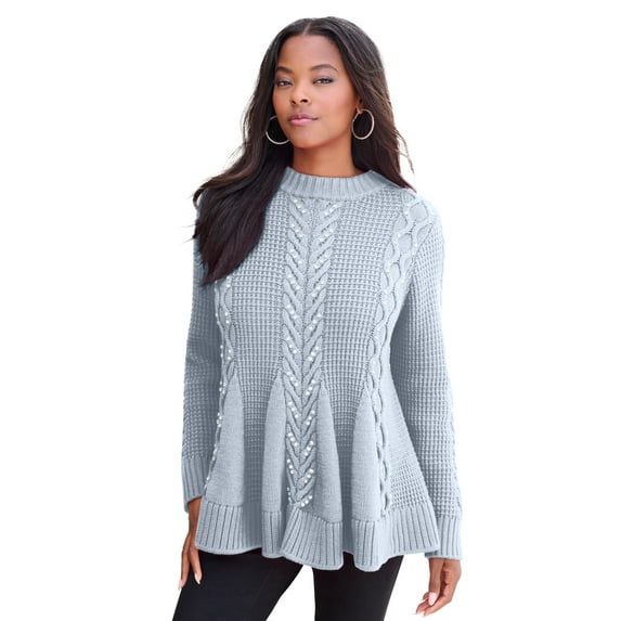 Roaman's Women's Plus Size Fit And Flare Sweater