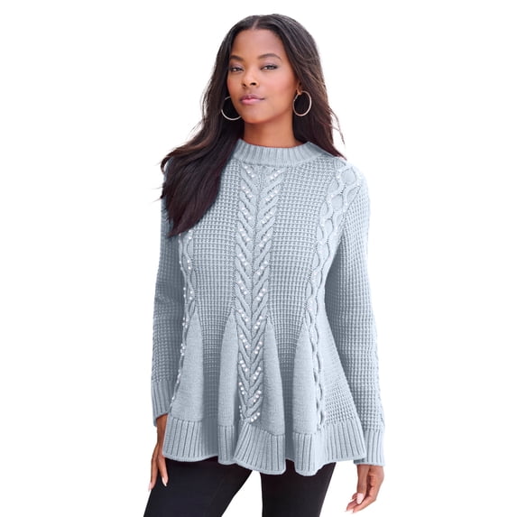 Roaman's Women's Plus Size Fit And Flare Sweater