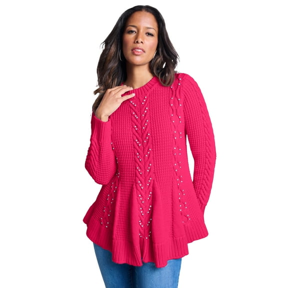 Roaman's Women's Plus Size Fit And Flare Sweater