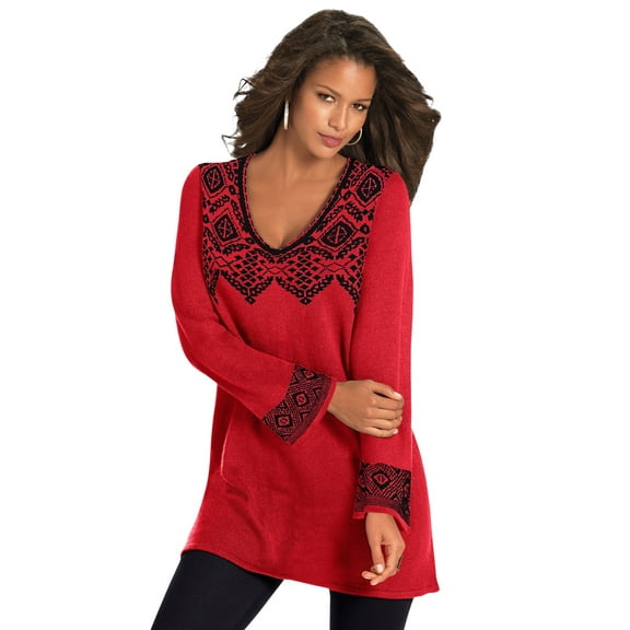 Roaman's Women's Plus Size Fit And Flare Tunic Sweater