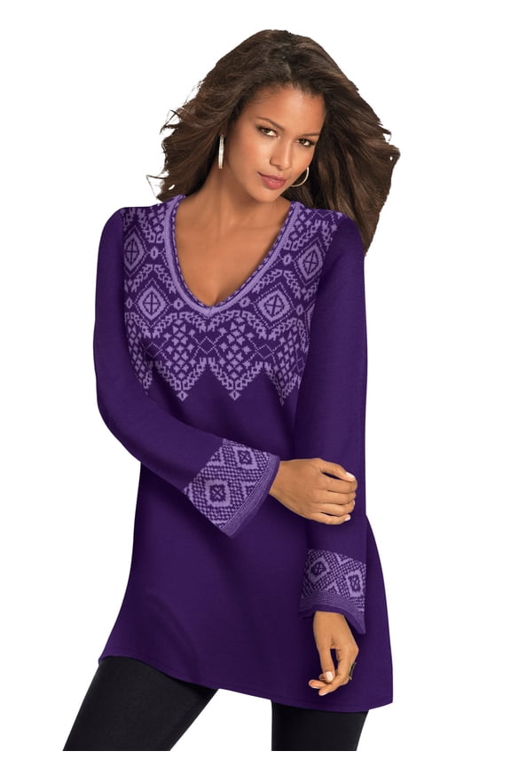 Women's Plus Size Fit And Flare Tunic Sweater