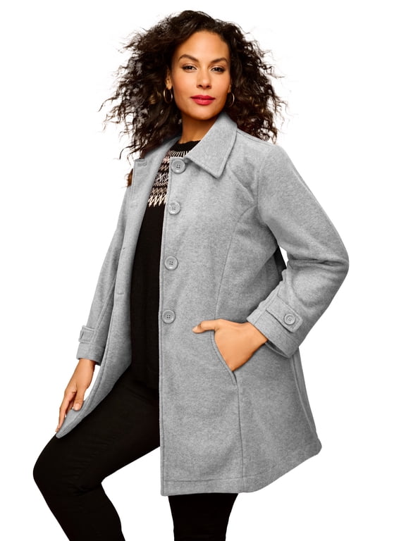 Women's Plus Size Button Up Fleece Jacket