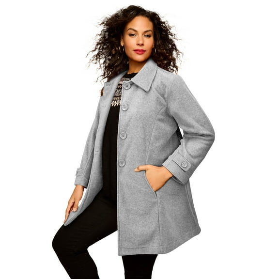 Roaman's Women's Plus Size Button Up Fleece Jacket