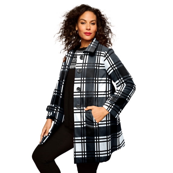 Roaman's Women's Plus Size Button Up Fleece Jacket