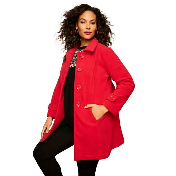 Roaman's Women's Plus Size Button Up Fleece Jacket