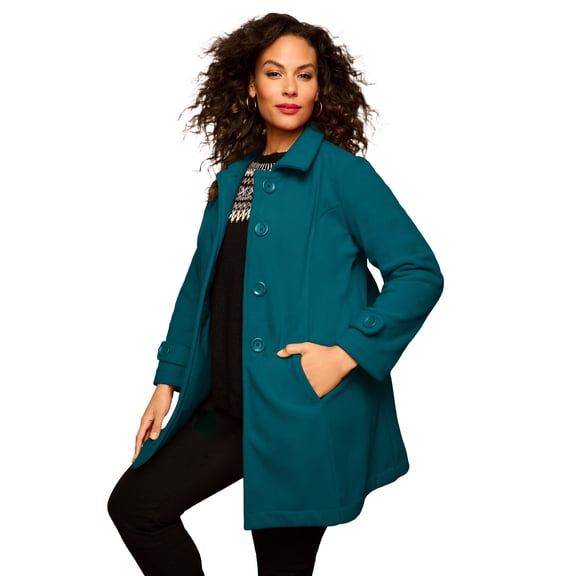 Roaman's Women's Plus Size Button Up Fleece Jacket