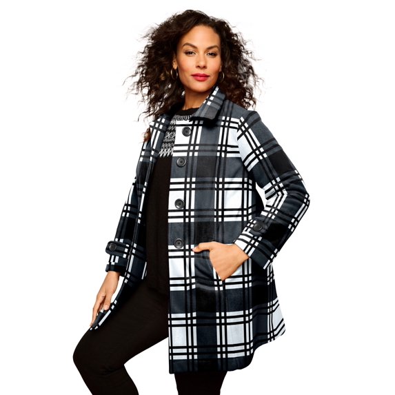 Roaman's Women's Plus Size Button Up Fleece Jacket
