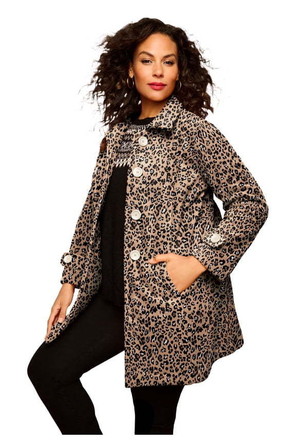 Women's Plus Size Button Up Fleece Jacket