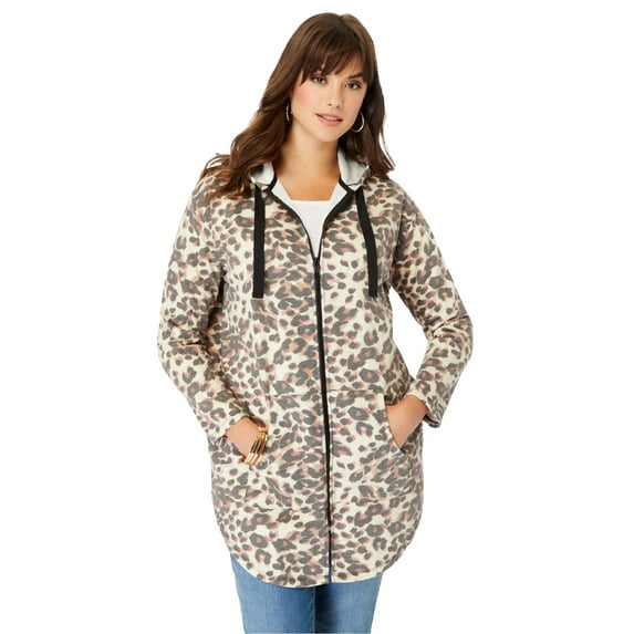 Roaman's Women's Plus Size Fleece Zip Hoodie Sweatshirt