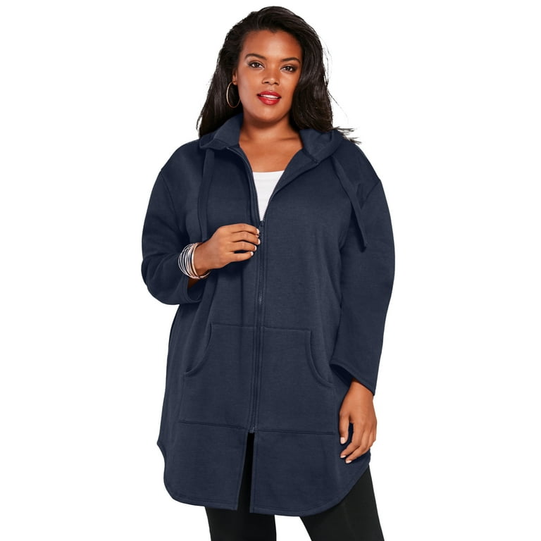 Roaman s Women s Plus Size Fleece Zip Hoodie Jacket