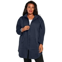 Roaman's Women's Plus Size Fleece Zip Hoodie Jacket Jacket