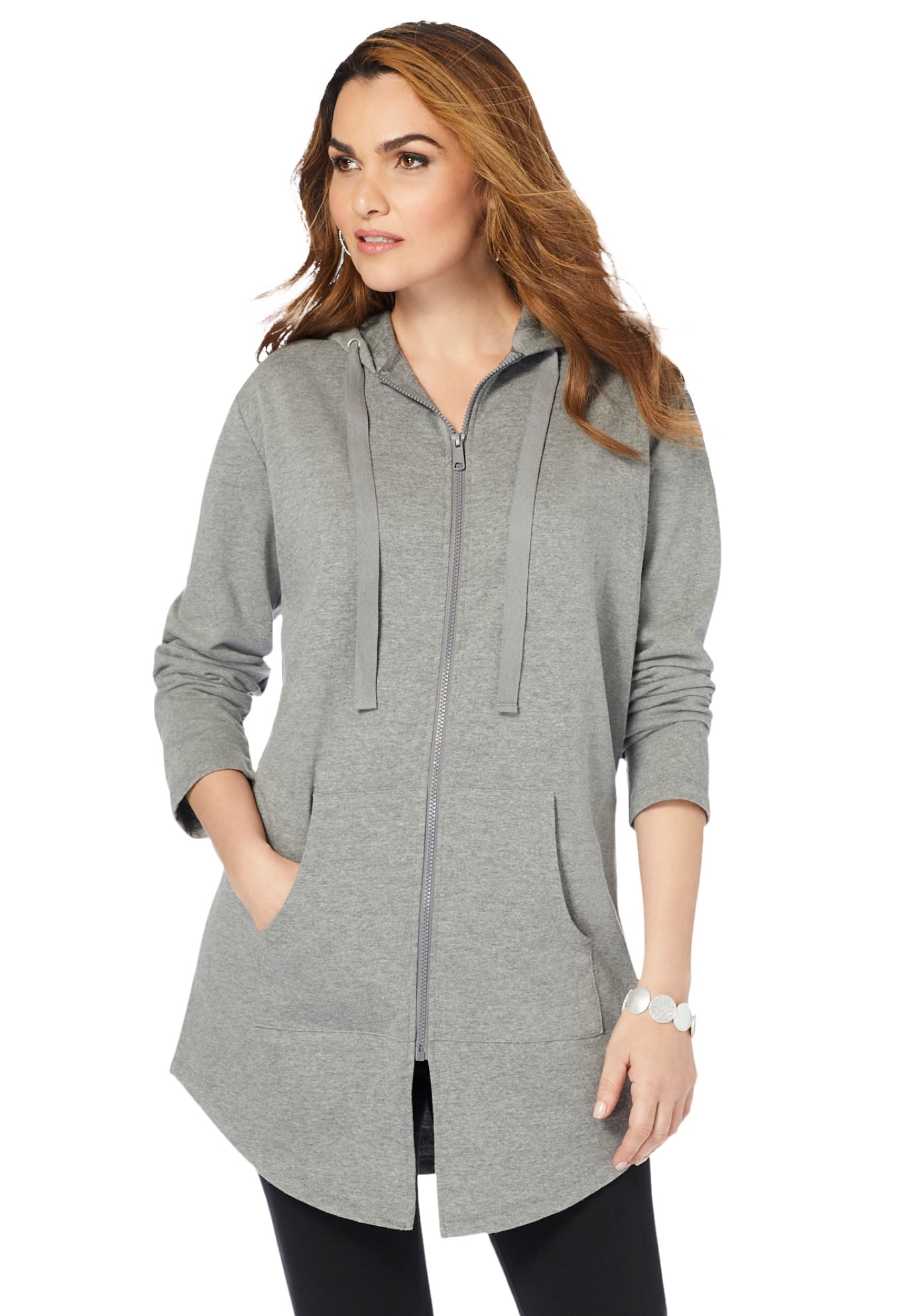Roaman's Women's Plus Size Fleece Zip Hoodie Jacket Jacket - Walmart.com