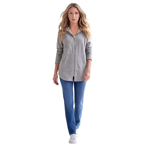 Roaman's Women's Plus Size Fleece Zip Hoodie Sweatshirt