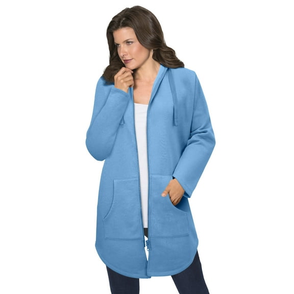 Roaman's Women's Plus Size Fleece Zip Hoodie Sweatshirt