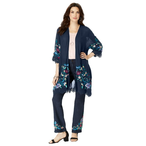 Roaman's Women's Plus Size Floral Embroidered wrap
