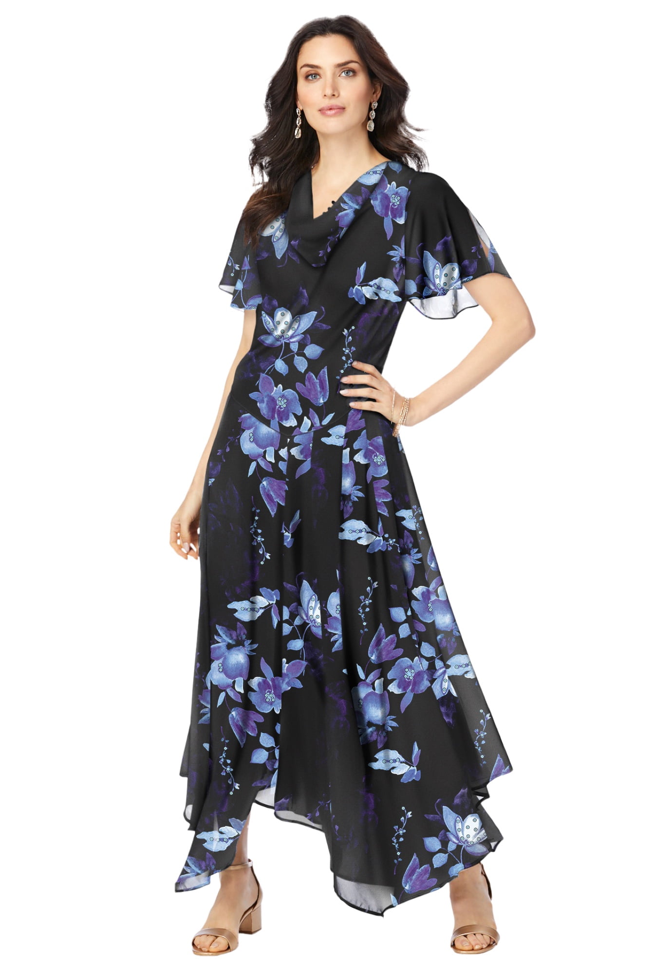 sequin plus size floral dress Plus Size V-Neck Sequin Floral Mini Dress PXH2301S