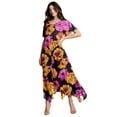 thumbnail image 1 of Roaman's Women's Plus Size Floral Sequin Flutter-Sleeve Gown – Handkerchief-Hem Maxi Dress, 1 of 5
