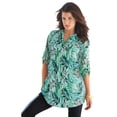 thumbnail image 1 of Roaman's Women's Plus Size Pintuck Tunic Blouse – Y-Neck & Roll-Tab Sleeves, 1 of 3