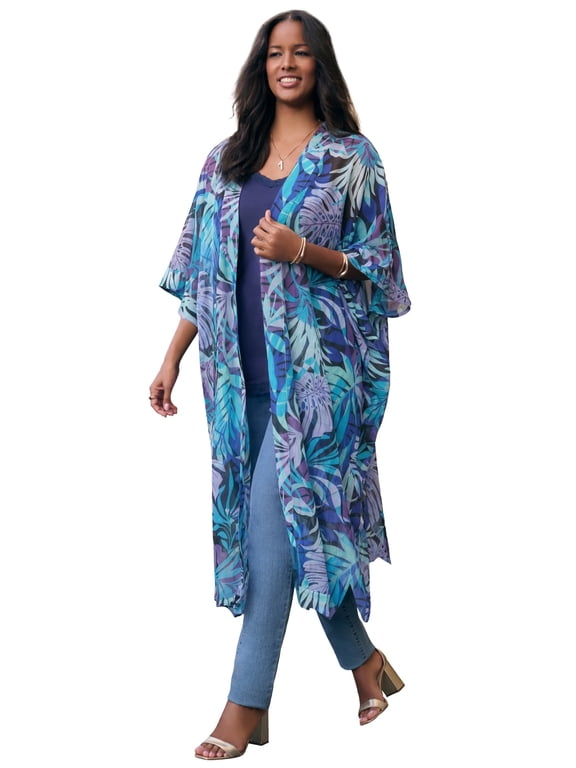 Women's Plus Size Flowy Chiffon Duster
