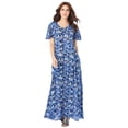 thumbnail image 1 of Roaman's Women's Plus Size Flutter-Sleeve Crinkle Dress, 1 of 5