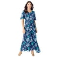 thumbnail image 1 of Roaman's Women's Plus Size Hand Crinkled Flutter-Sleeve Maxi Dress, 1 of 4