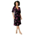 thumbnail image 1 of Roaman's Women's Plus Size Short Sleeve Wrap Fit And Flare Dress, 1 of 2