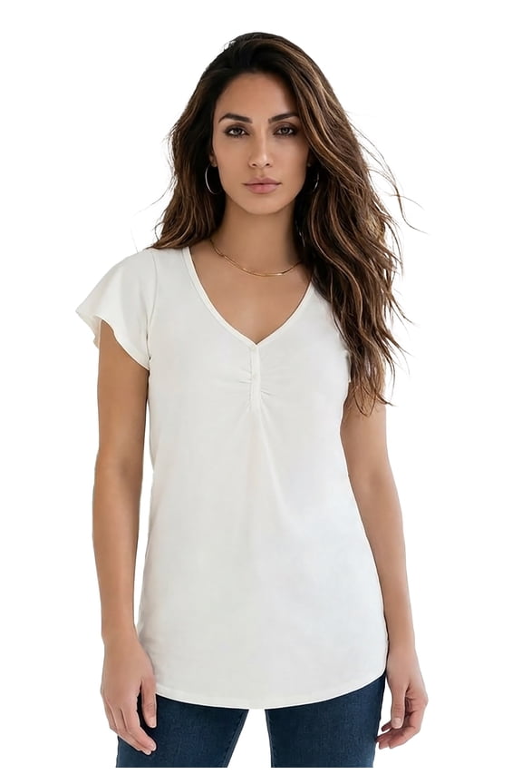 Women's Plus Size Cotton Ultimate Flutter Sleeve Sweetheart Tee