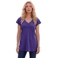 thumbnail image 1 of Roaman's Women's Plus Size Cotton Ultimate Flutter Sleeve Sweetheart Tee, 1 of 6