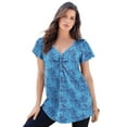 thumbnail image 1 of Roaman's Women's Plus Size Cotton Ultimate Flutter Sleeve Sweetheart Tee, 1 of 6