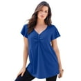 thumbnail image 1 of Roaman's Women's Plus Size Cotton Ultimate Flutter Sleeve Sweetheart Tee, 1 of 6