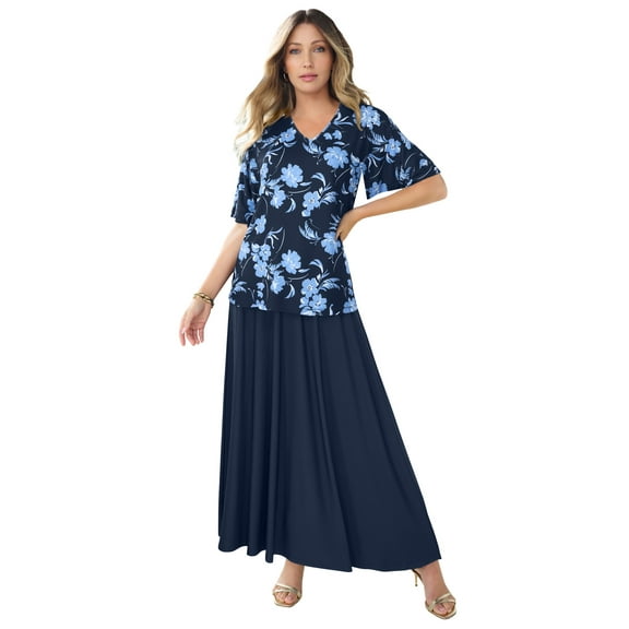 Roaman's Women's Plus Size Flutter Sleeve Ultrasmooth Fabric Tee