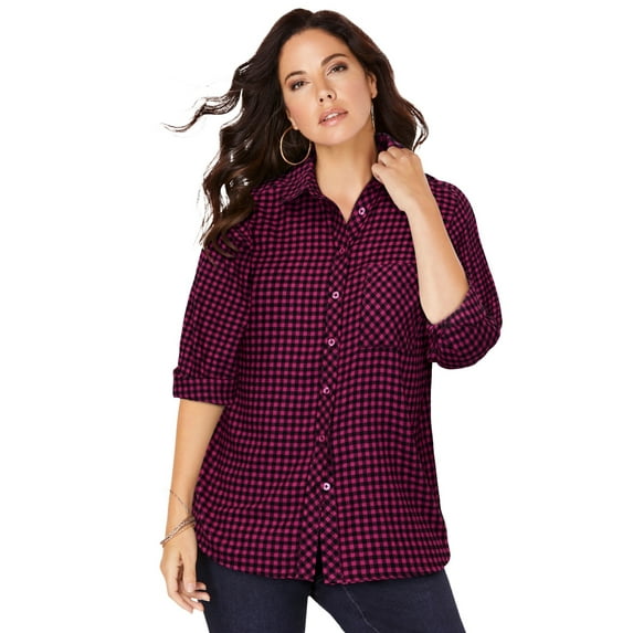 Roaman's Women's Plus Size Frankie Plaid Shirt
