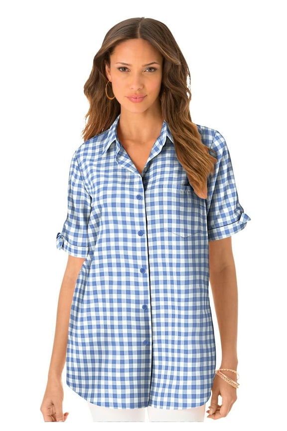 Women's Plus Size French Check Shirt