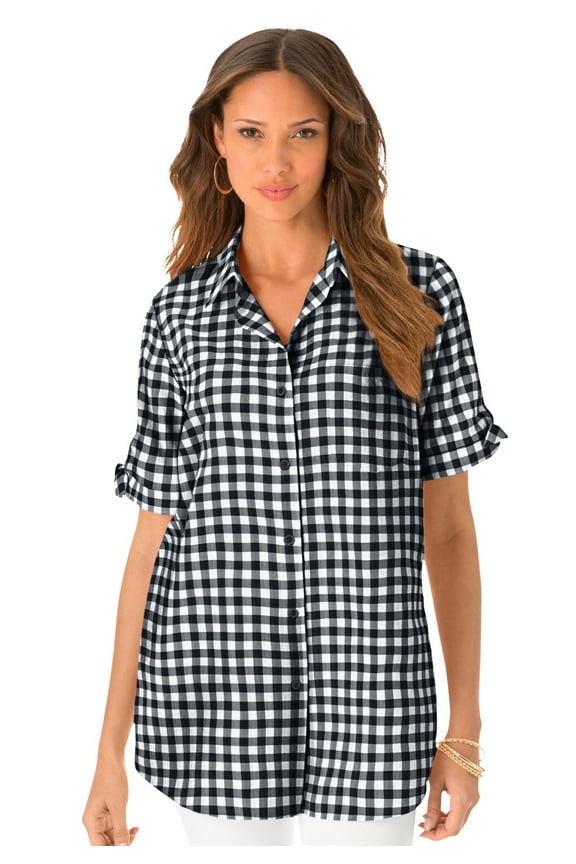 Women's Plus Size French Check Shirt