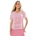 thumbnail image 1 of Roaman's Women's Plus Size Medallion Pattern French Crochet Sweater Top, 1 of 6