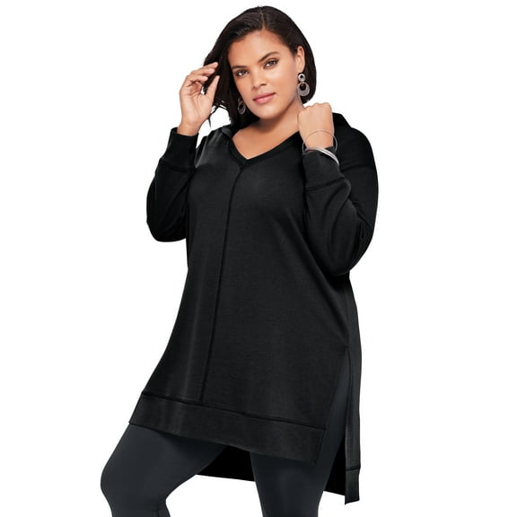 Roaman's Women's Plus Size French Terry Tunic Hoodie