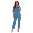 thumbnail image 1 of Roaman's Women's Plus Size French Terry Wide-Leg Cropped Pant Set, 1 of 3